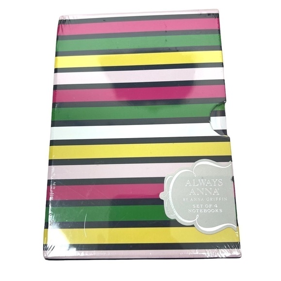 ANNA GRIFFIN Notebooks Always Anna Set of 4 NWT Dots Stripes Journal Planner - Picture 2 of 8